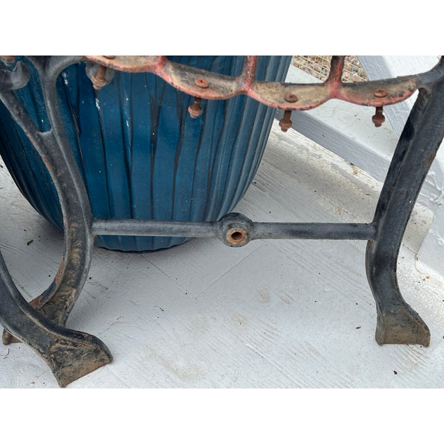 Antique Cast Iron Park Bench Ends With Scrollwork 27.25" Small Garden Bench Side Legs Set of 2 Worn For Sale - Image 13 of 13