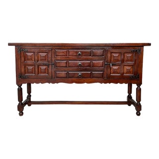 Spanish Buffet With Two Doors and Three Drawers With Original Hardware For Sale