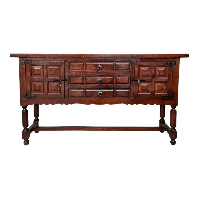 Spanish Buffet With Two Doors and Three Drawers With Original Hardware For Sale