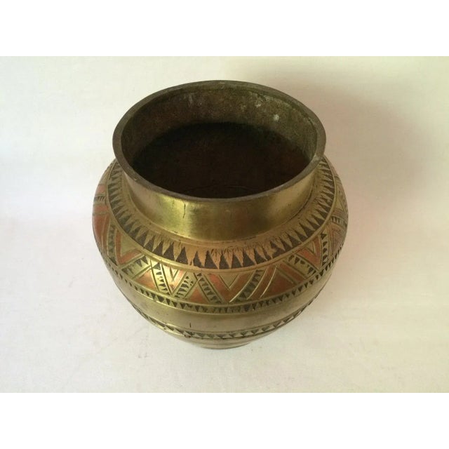 Vintage Mid Century Brass Primitive Decorative Bowl For Sale - Image 4 of 6