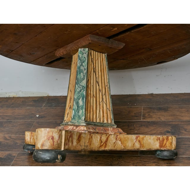 19th Century Italian Faux Painted Center Table with Trompe-l’Œil Marble Finish For Sale - Image 11 of 12