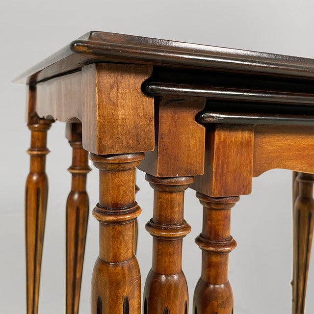 Wood Mid-Century Modern Italian Wooden Nesting Coffee Tables, 1940s, Set of 3 For Sale - Image 7 of 11