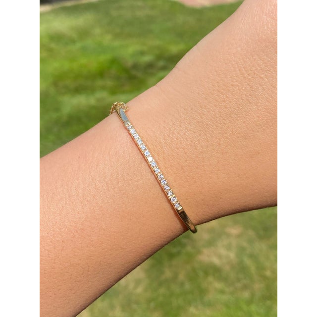 Gold The Wasco: Contemporary Yellow Gold and Diamond Bangle Bracelet For Sale - Image 8 of 9