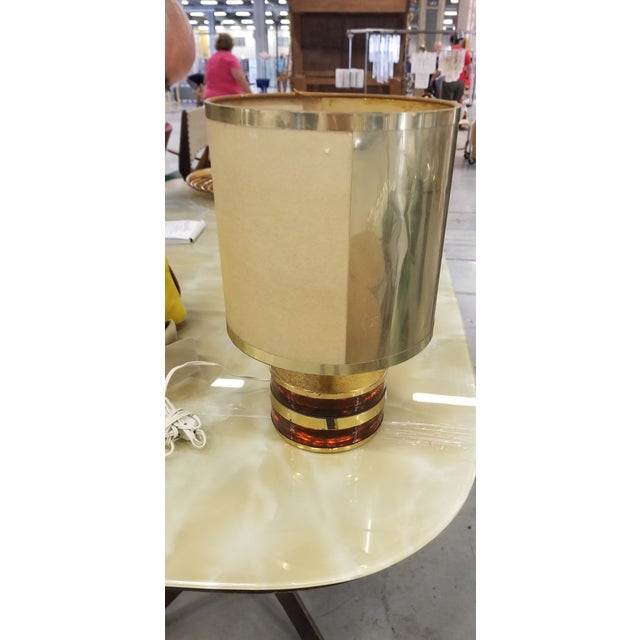 Amber and brass table lamp Italy 1970s