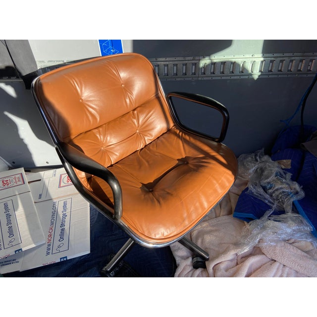 Vintage Charles Pollock for Knoll Brown Leather Desk Chair For Sale - Image 15 of 18