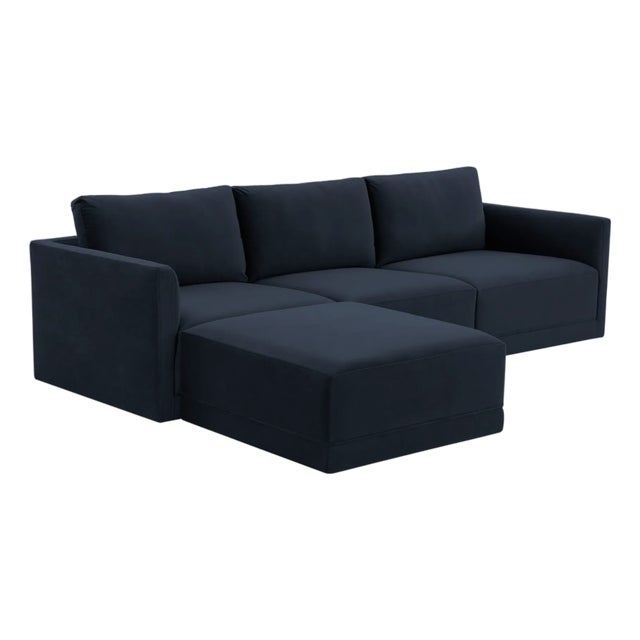Wood Willow Navy Modular 4-Piece Performance Velvet Sectional For Sale - Image 7 of 7