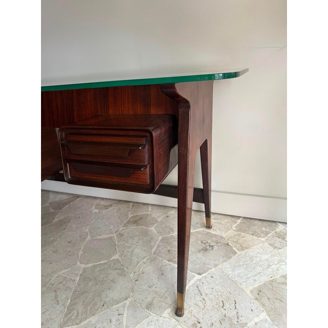 Brown Console Desk attributed to Vittorio Dassi, Italy, 1950s For Sale - Image 8 of 17