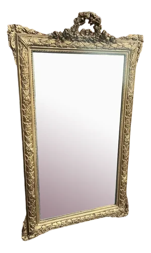 Large Antique French Gilt Leaf Framed Mirror