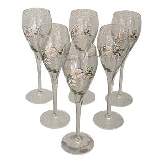 Belle Epoque Champagne Flutes from Perrier-Jouët, 1960s, Set of 6 For Sale
