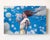 In "Silent Echoes," a figure stands poised against a vibrant blue background, cradling a delicate horse's head amid...