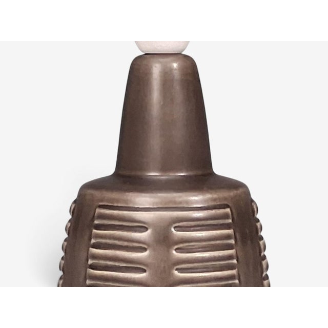 Ceramic Einar Johansen, Table Lamp, Brown Stoneware, Denmark, 1960s For Sale - Image 7 of 10