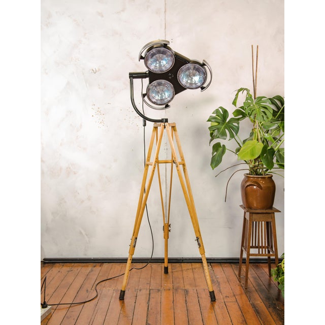 Black Hospital 3-Way Floor Lamp on Wooden Tripod, 2000s For Sale - Image 18 of 18