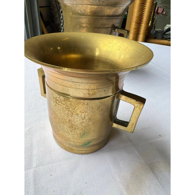 Metal Pair of 1970s Brass Metal Vases For Sale - Image 7 of 9