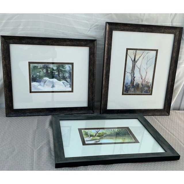 Paint 1980s Gallery-Ready Signed Original Landscape Watercolors by Pa Artists, Patricia L. Reese & Jane Bertram Miluski - Set of 3 For Sale - Image 7 of 11