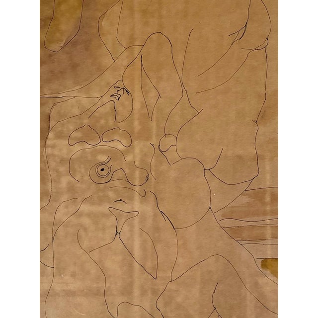 Framed Abstract Figurative Line Drawing For Sale - Image 14 of 16