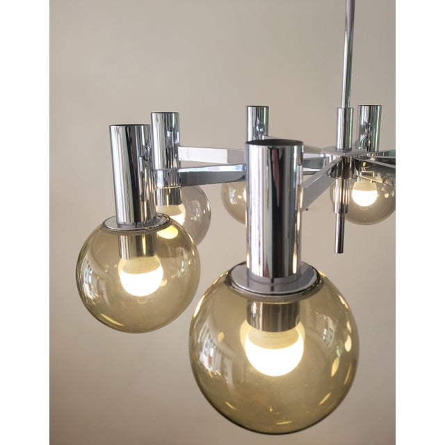 Large Chrome Chandelier by Kaiser Leuchten, 1970s For Sale - Image 9 of 12
