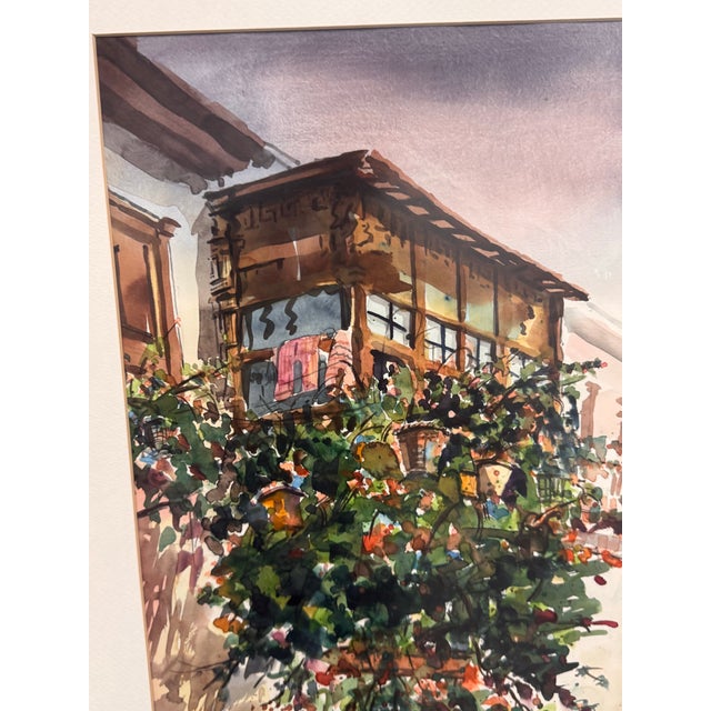 Luis Balcony Limeno Framed Watercolor, Circa 1999 For Sale - Image 9 of 12