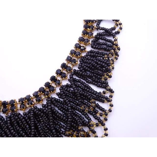 20th Century Art Deco Gold-Plated Collar in Azabache and Crystals, 1930s For Sale - Image 10 of 17