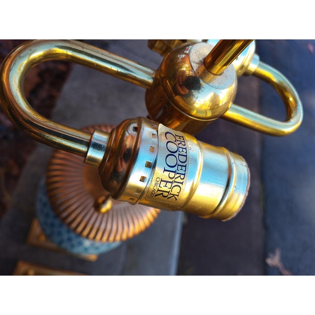 Metal Late 20th Century Pair of Frederick Cooper Floral Lamps With Brass Bases For Sale - Image 7 of 9