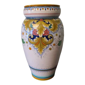 Vintage Monumental Size Gialletti Giulio -Deruta Hand Painted Italian Faience Floor Vase