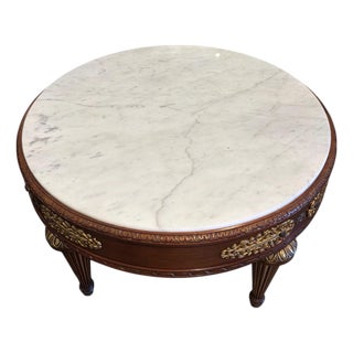 French Marble-Top Round Coffee Table For Sale
