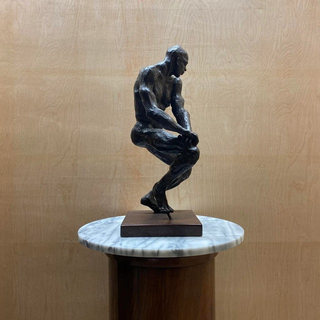 Mid 20th Century French Mid 20th Century Bronze Figure Seated Studio Sculpture For Sale - Image 5 of 15
