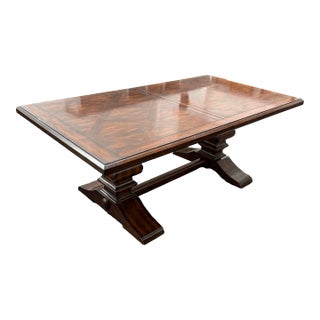 French Farmhouse Trestle Dining Table With Extension Leaf For Sale