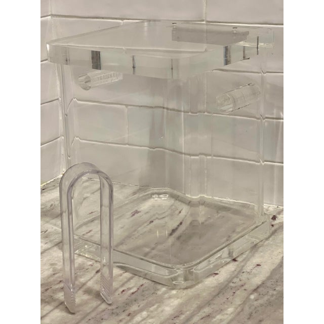Vintage Lucite Ice Bucket With Tongs and Hinged Lid For Sale - Image 11 of 11