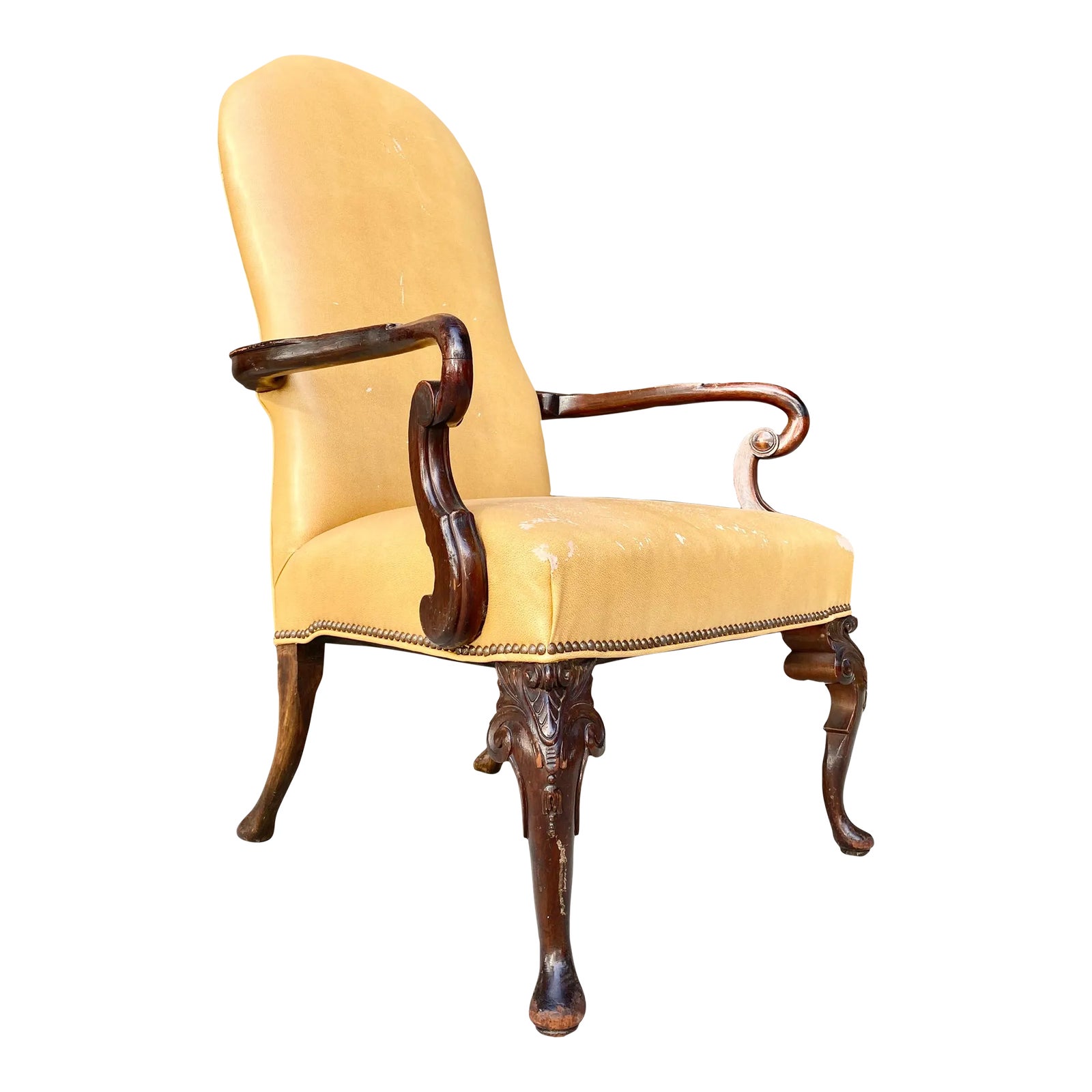 19th C. English Queen Anne Executive Desk Chair Chairish