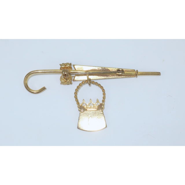 Vintage Petit Point Parasol & Purse Brooch, 1950’s For Sale - Image 4 of 7
