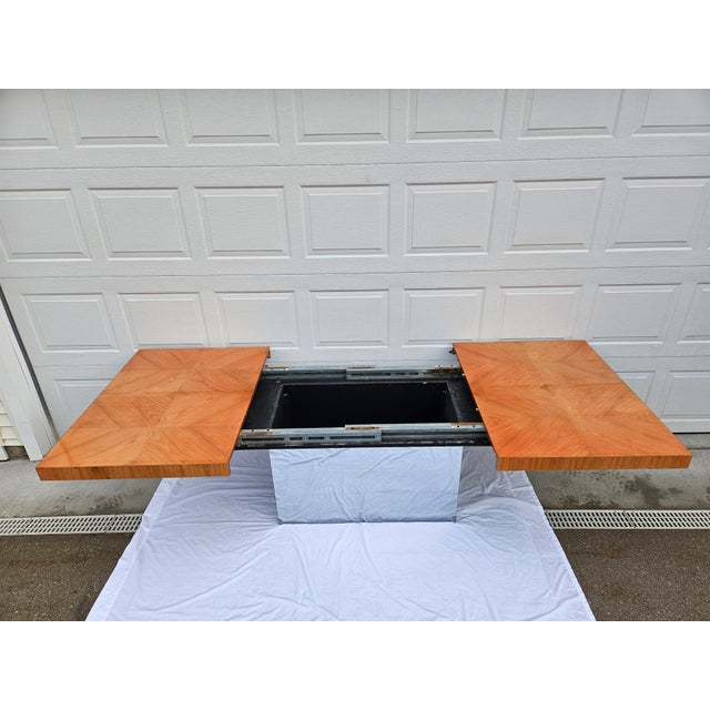 Milo Baughman for Thayer Coggin Wood Chrome Dining Table For Sale - Image 11 of 17