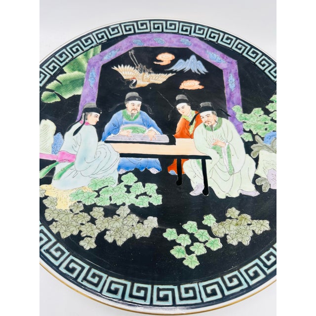 Large Chinoiserie Decorative Platter For Sale - Image 4 of 7