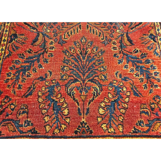 Antique Persian Lilian Accent Rug, Hand-Knotted Wool, Allover Floral Pattern, Red & Navy, 2x4 For Sale - Image 10 of 13