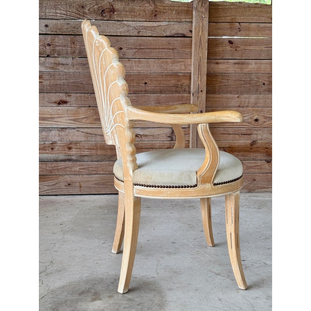 Traditional Mid-20th Century Carved Wood Venetian Shell Grotto Style Armchair With Original Velvet Upholstery For Sale - Image 3 of 12