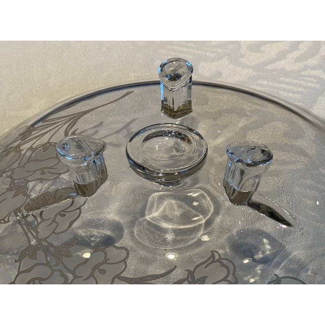 Vintage Silver City Glass Co. "Blue Bells" Sterling Silver Overlay Tri-Footed Bowl, C. 1950 For Sale In Los Angeles - Image 6 of 7