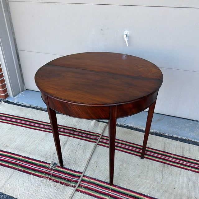 Antique Mahogany Hepplewhite Demilune Flip-Top Game Table, Philadelphia, Circa 1790s For Sale - Image 10 of 12