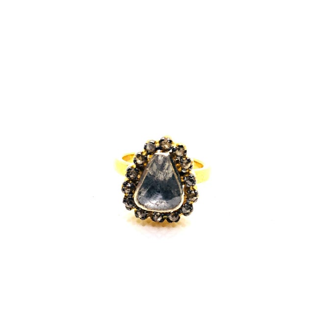 Bochic “Capri” Natural Rose Cut Diamond Ring Set In 18K Gold & Silver For Sale - Image 10 of 11