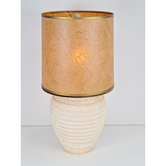 XL Vintage Organic Ribbed Texture Plaster Floor Lamp / Table Lamp '70 pot jar lamp a beautiful large table lamp / floor...