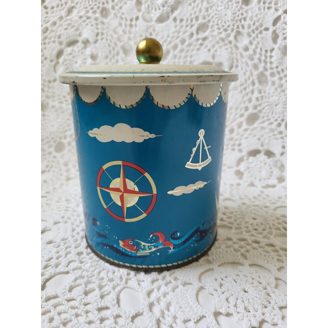 American Mid Century Nautical Ship Metal Tin For Sale - Image 3 of 5