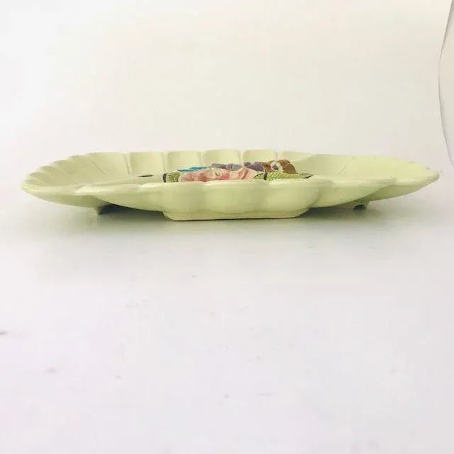 Mid-Century Modern Midcentury Floral Design California Pottery Centerpiece / Sectional Tray For Sale - Image 3 of 5