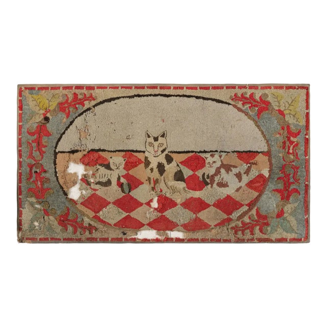 Antique Hooked Rug With Animal Pictorials and Floral Patterns, From Rug & Kilim For Sale