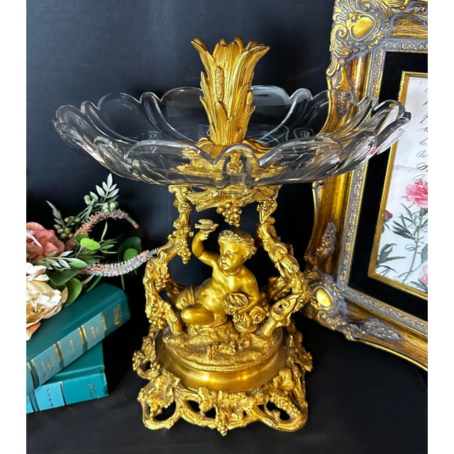 Antique Baroque Brass Putti Cherub Bowl Flower Candle Holder Vase Rocco Italian For Sale - Image 11 of 13