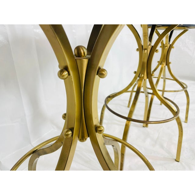 Set of 3 Attributed to Charles Hollis Jones “Sinatra” Solid Brass Swivel Bar Stools, Usa 1960's For Sale - Image 14 of 18