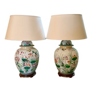 Pair of Antique Chinese Ginger Jar Table Lamps For Sale