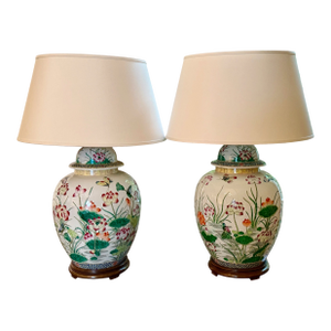 Pair of Antique Chinese Ginger Jar Table Lamps