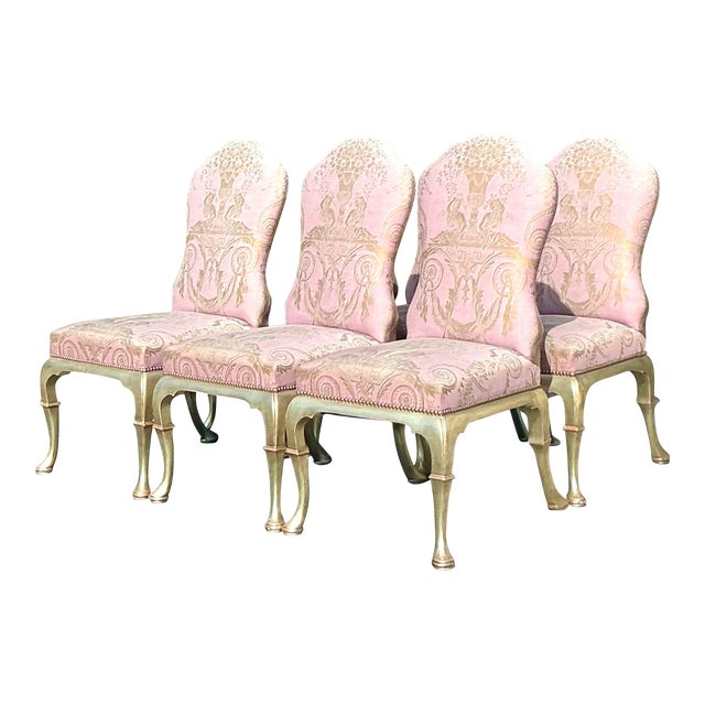 Vintage Regency Gregorius Pineo Dining Chairs in Fortuny Upholstery - Set of 6 For Sale