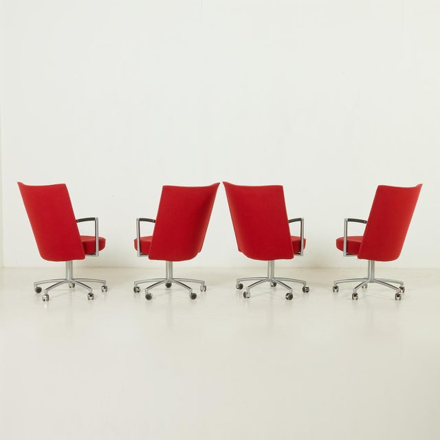 Red Partner Chairs by J. Foersom & P. ​​Hiort-Lorenzen for Erik Jørgensen, Denmark, 1970s, Set of 4 For Sale - Image 8 of 18