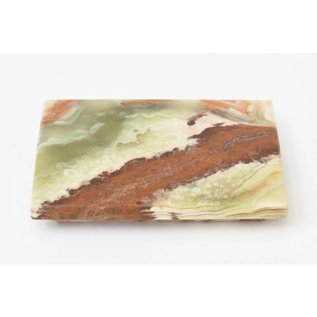 Burnt Orange Vintage MId Century Modern Italian Alabaster Small LIdded Box Green, Brown, Burnt Orange, Gray For Sale - Image 8 of 11