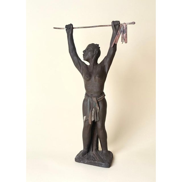 Monumental Studio Ceramic Sculpture of an African Warrior, 1970s For Sale - Image 3 of 17