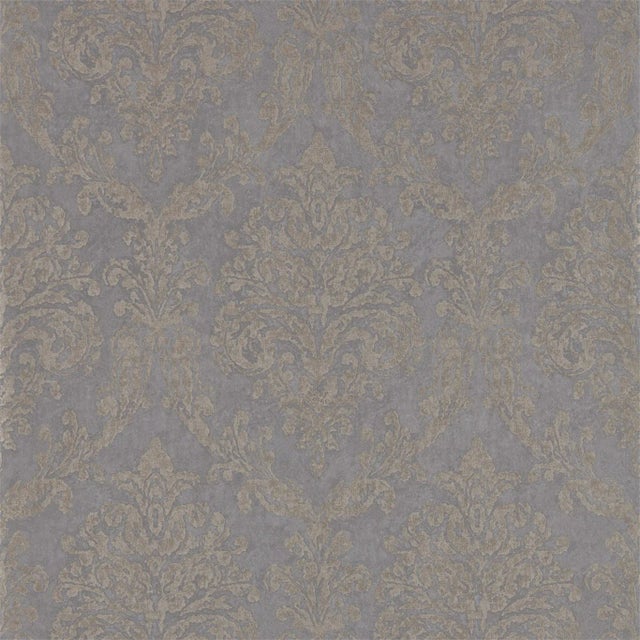Sanderson Riverside Damask Wallpaper in Mole/Copper - a Sample For Sale